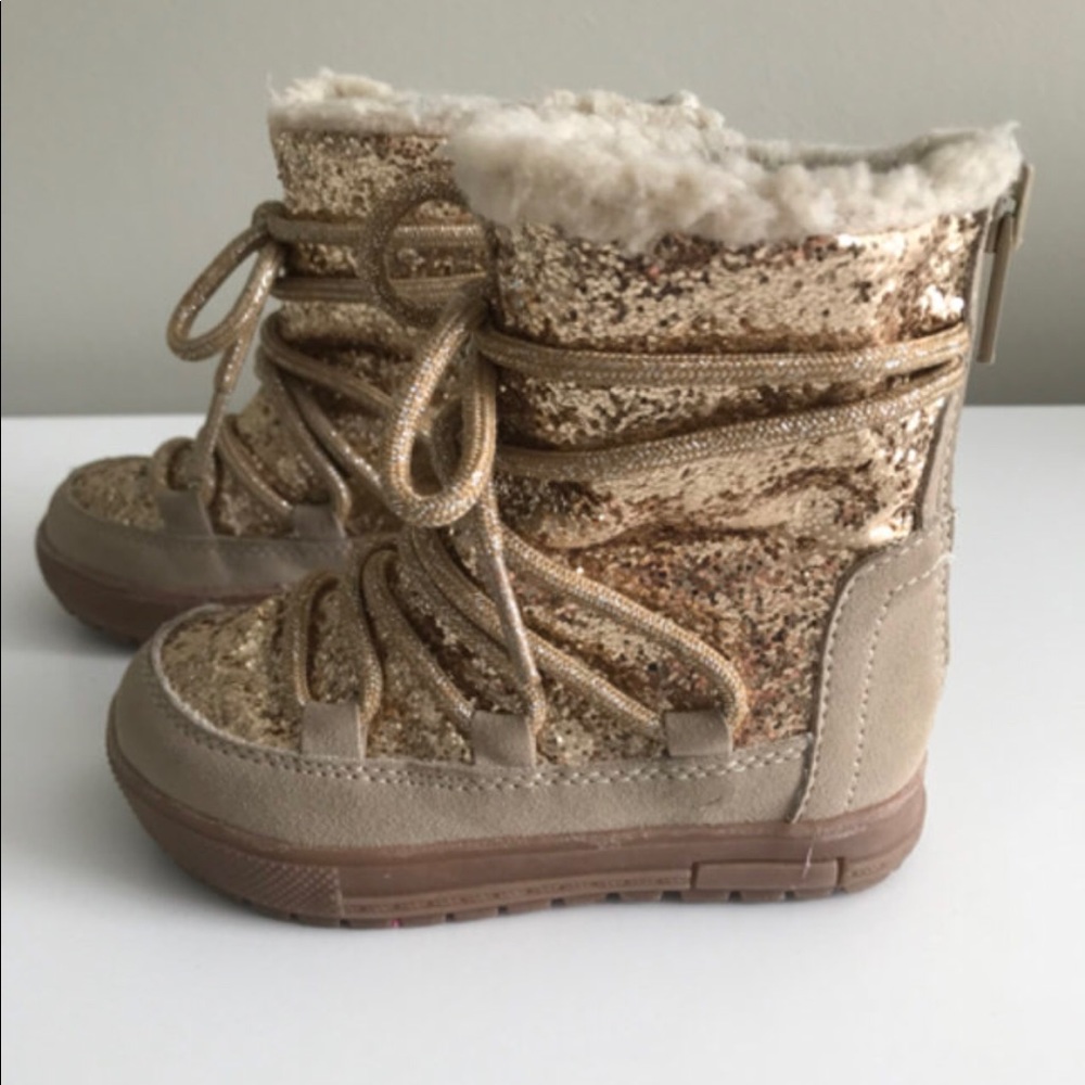 Gold Glitter Combat Boots