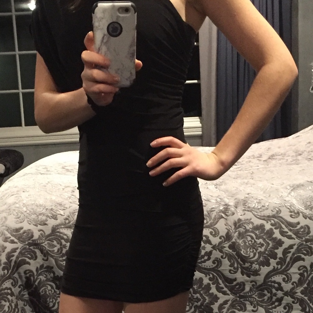 Black one shoulder party dress