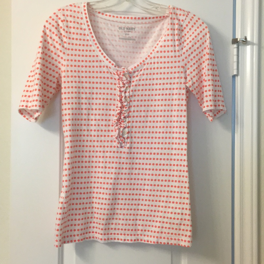 Old navy Orange polka dot tee size small