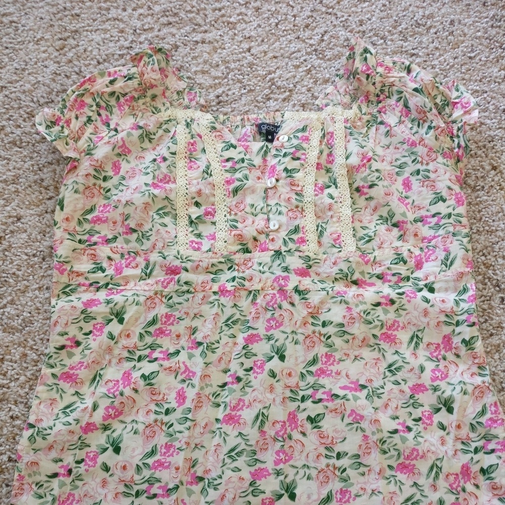 Floral printed cotton blouse