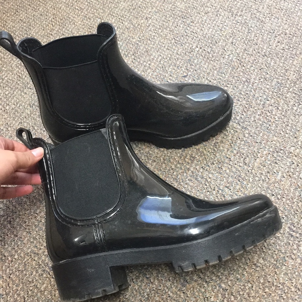 Black rain boots
