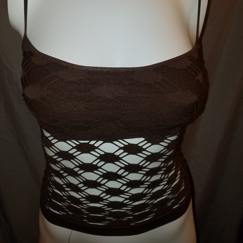 Trendy Trends USA Brown 'Crochet' Tank Top NWOT