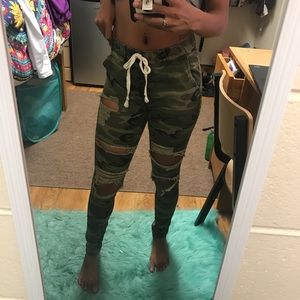 High Waisted Camo Jeans