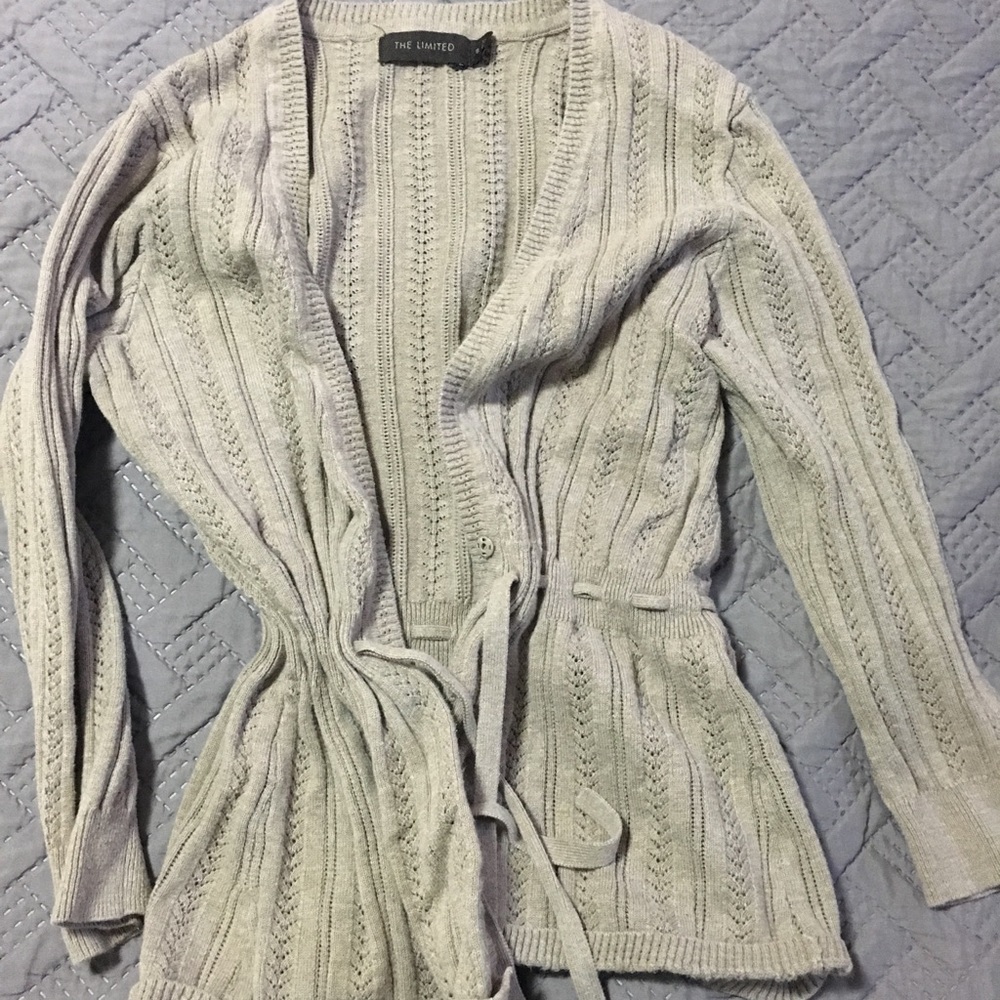 Tan cardigan with snap closures