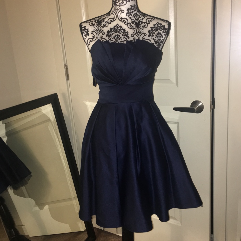 Navy Blue halter full skirt dress