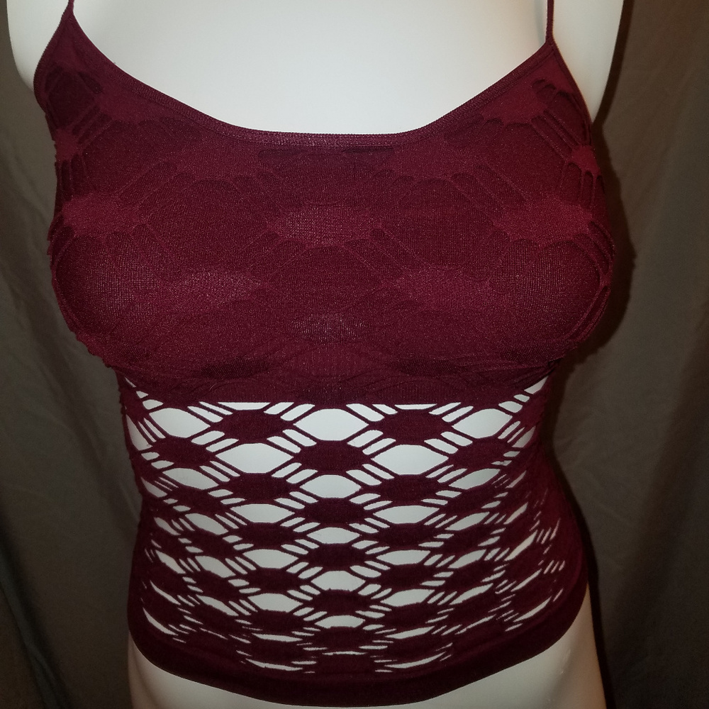 Trendy Trends USA Burgundy 'Crochet' Tank Top NWOT