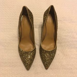 Nine West Gold Glitter Heels