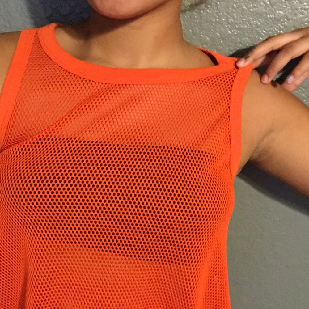 Orange See-Through Crop Top