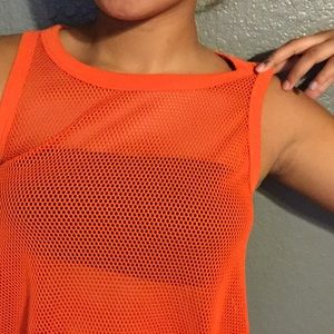 Orange See-Through Crop Top