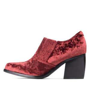 Jeffrey Campbell Pinto Red Velvet Ankle Boots