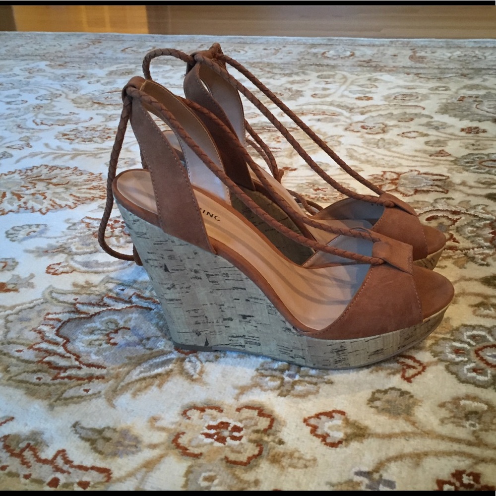 Elegant lace up wedges