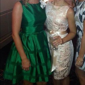 Emerald green fit and flare dress