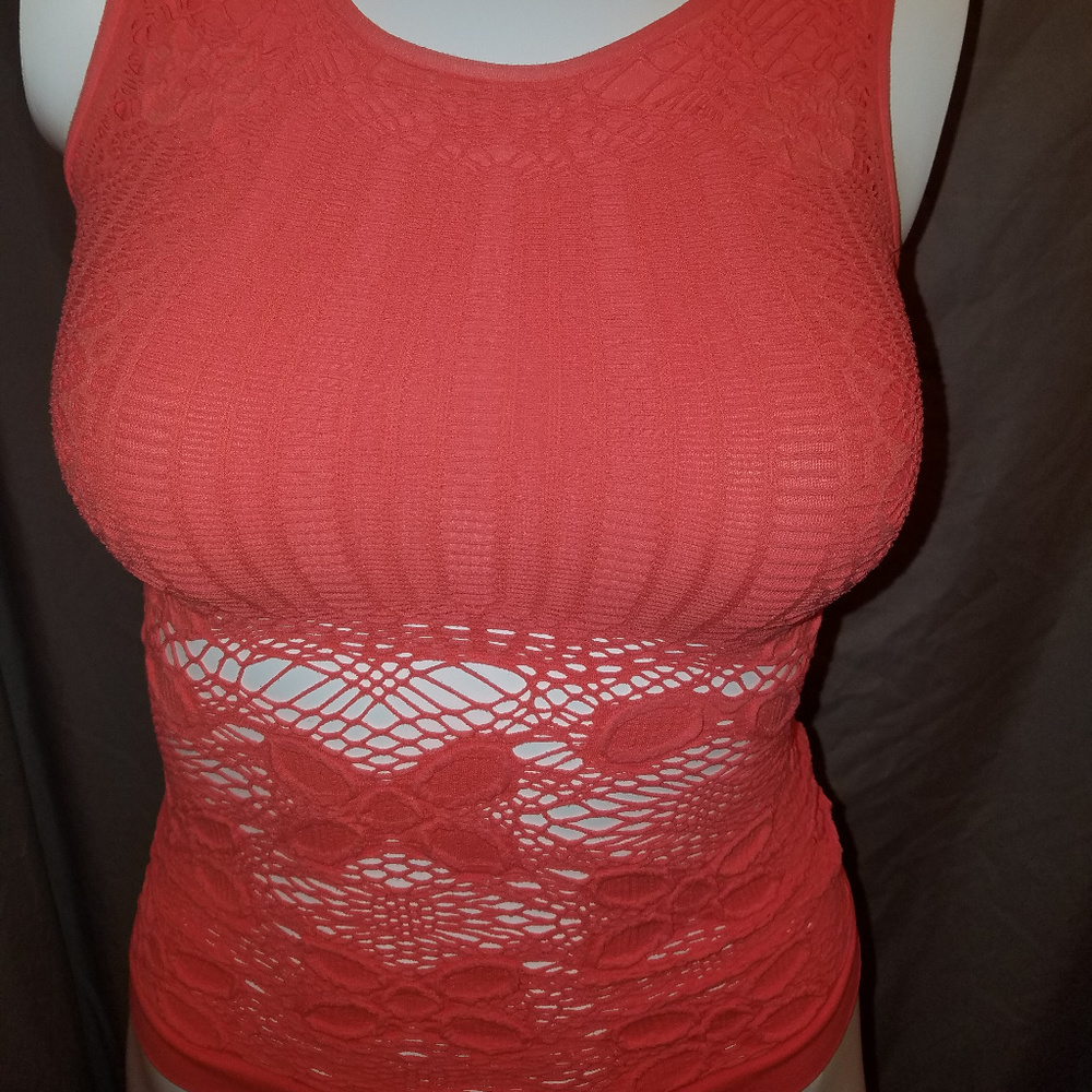 Trendy Trends USA Orange 'Crochet' Tank Top NWOT
