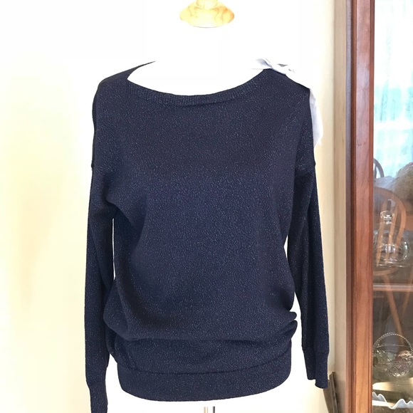 LC Lauren Conrad Metallic sweater with bow accent - Picture 3 of 5