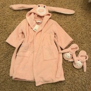NWT Restoration Hardware bunny robe & slippers 3yr