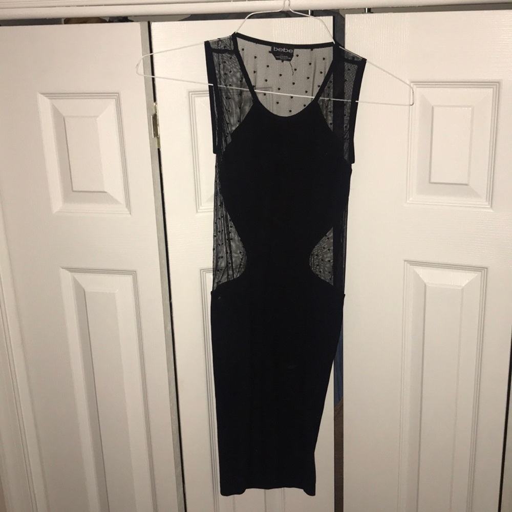 Bebe mesh polka dot dress.