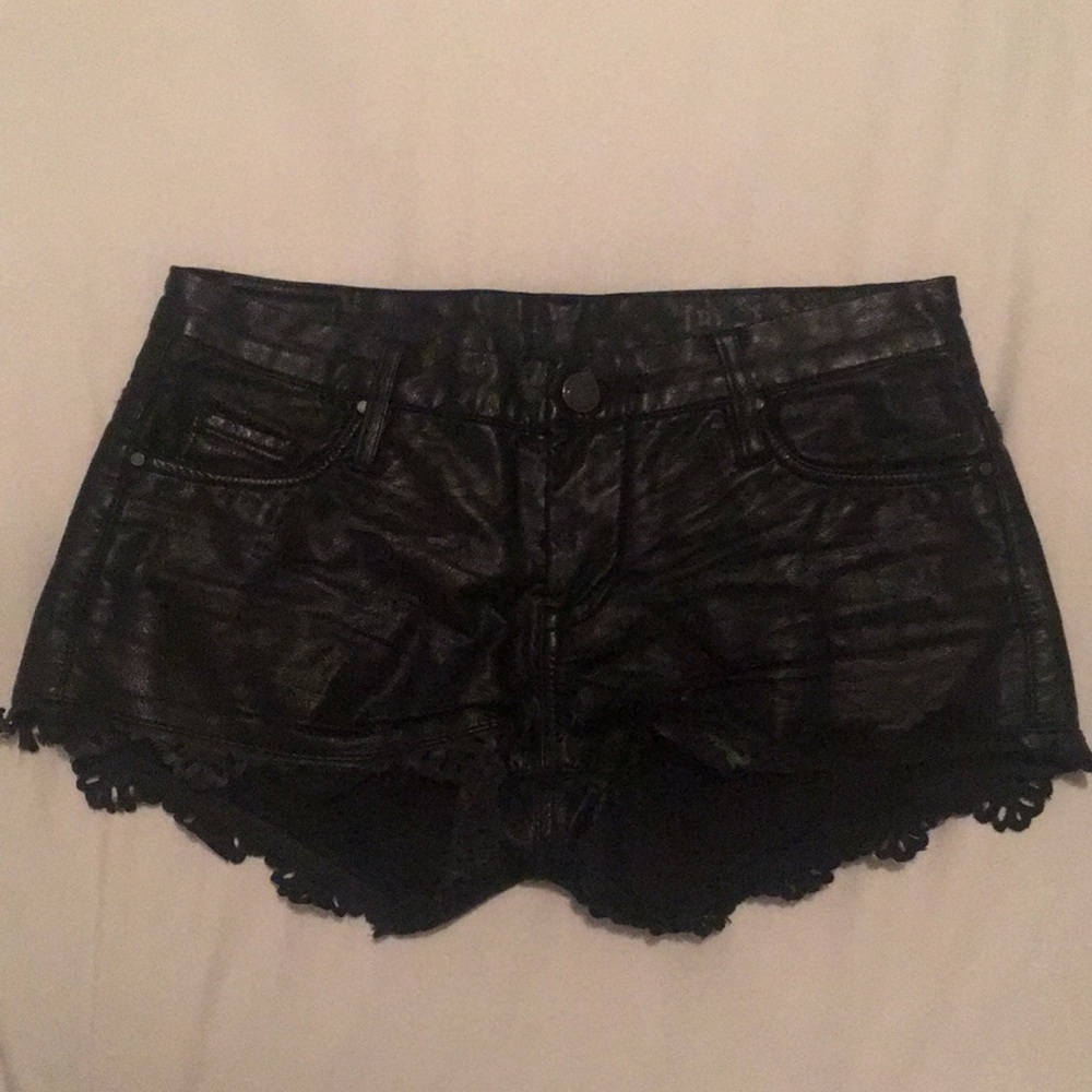 BLANK faux leather black shorts