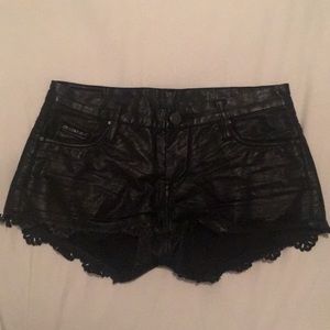 BLANK faux leather black shorts