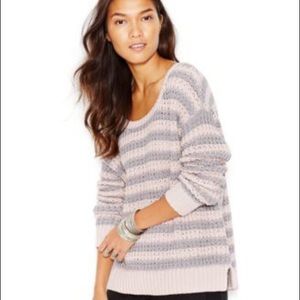 Free People “At The Beach” Cotton Striped Sweater