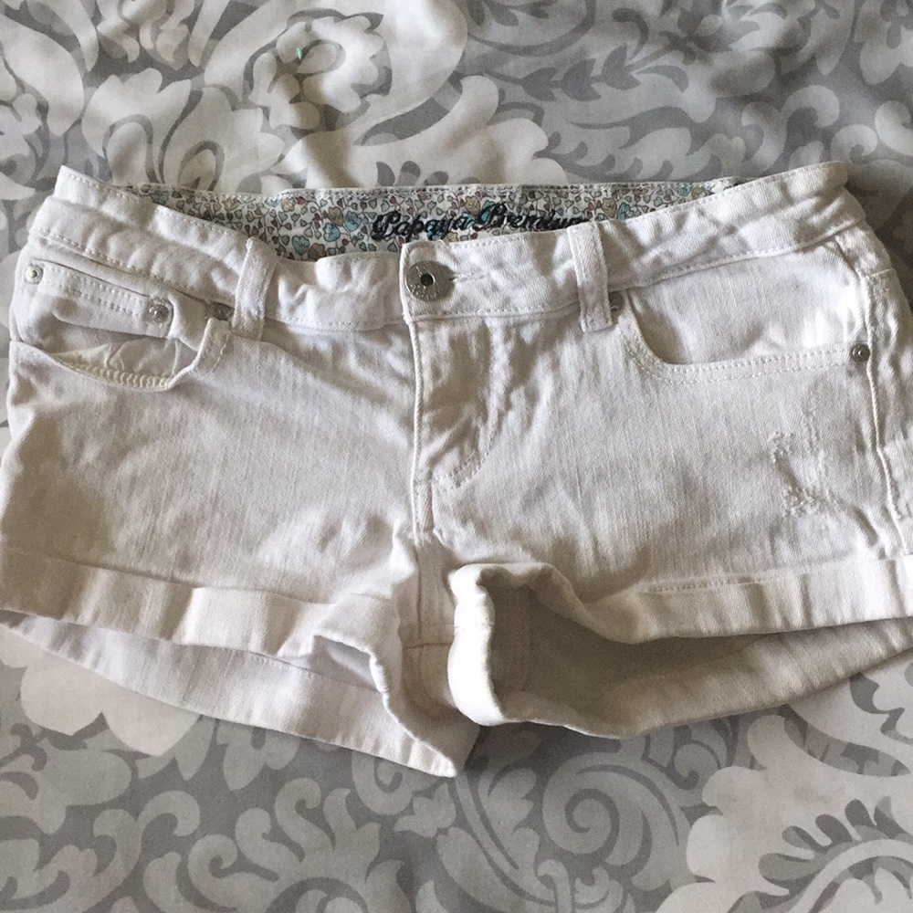 Papaya white jean shorts