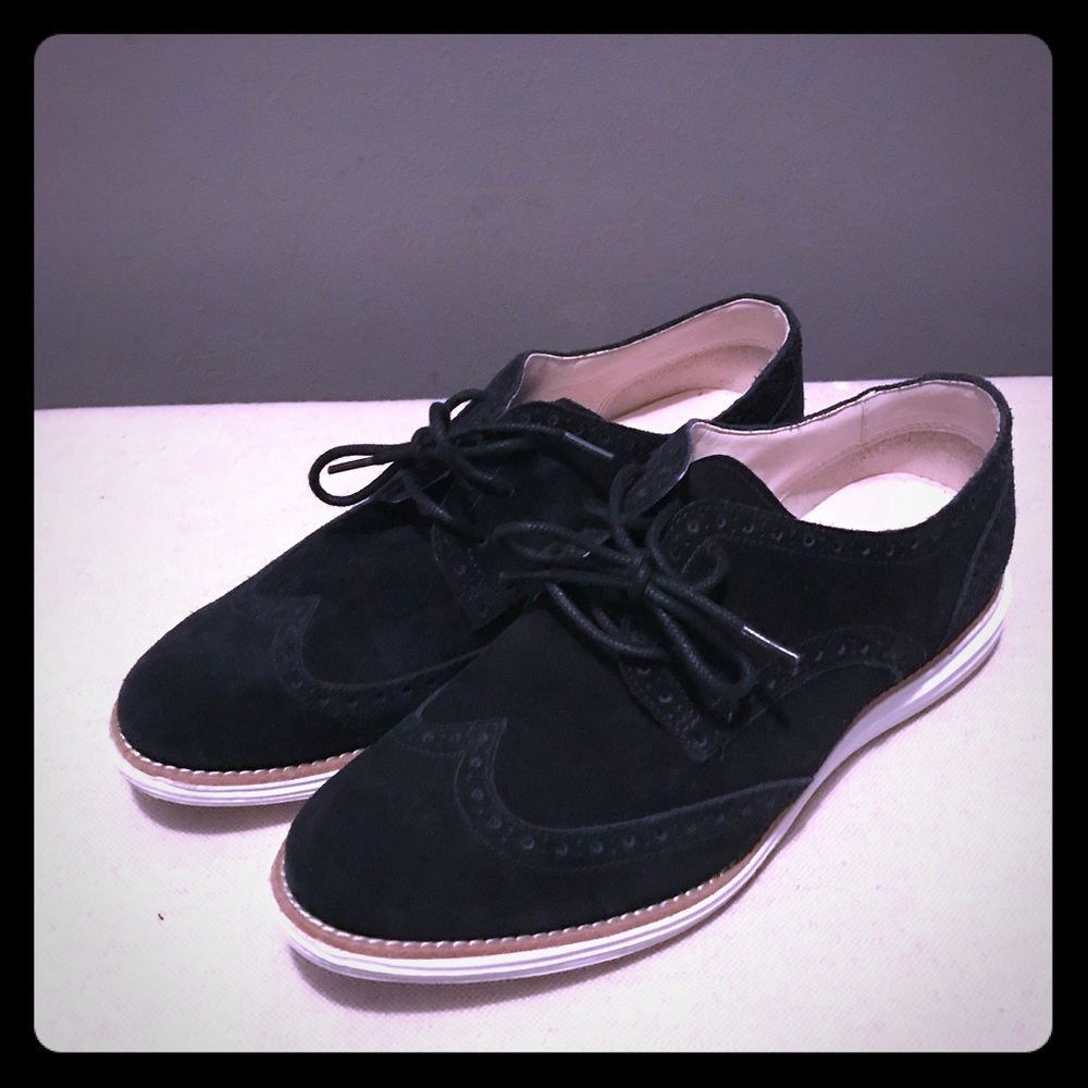 Cole Haan Black Suede Wingtip Loafers