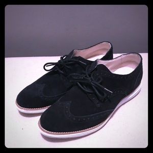 Cole Haan Black Suede Wingtip Loafers