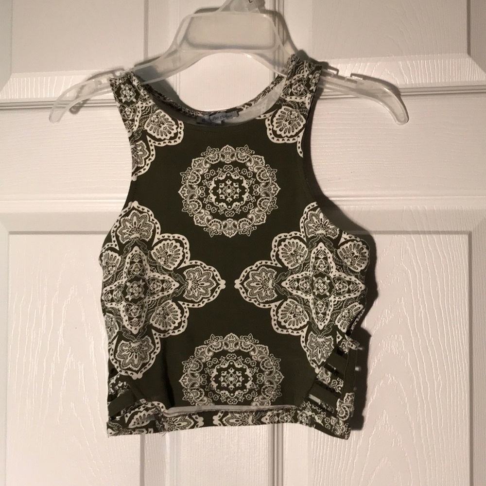 Army green crop top