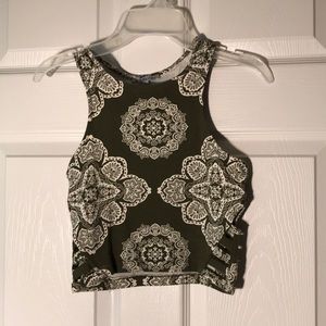 Army green crop top