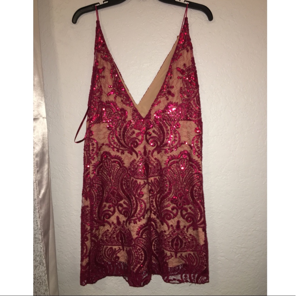 Free People Burgundy Lace Dress