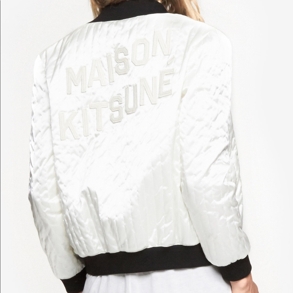 Maison Kitsune white bomber jacket S 36