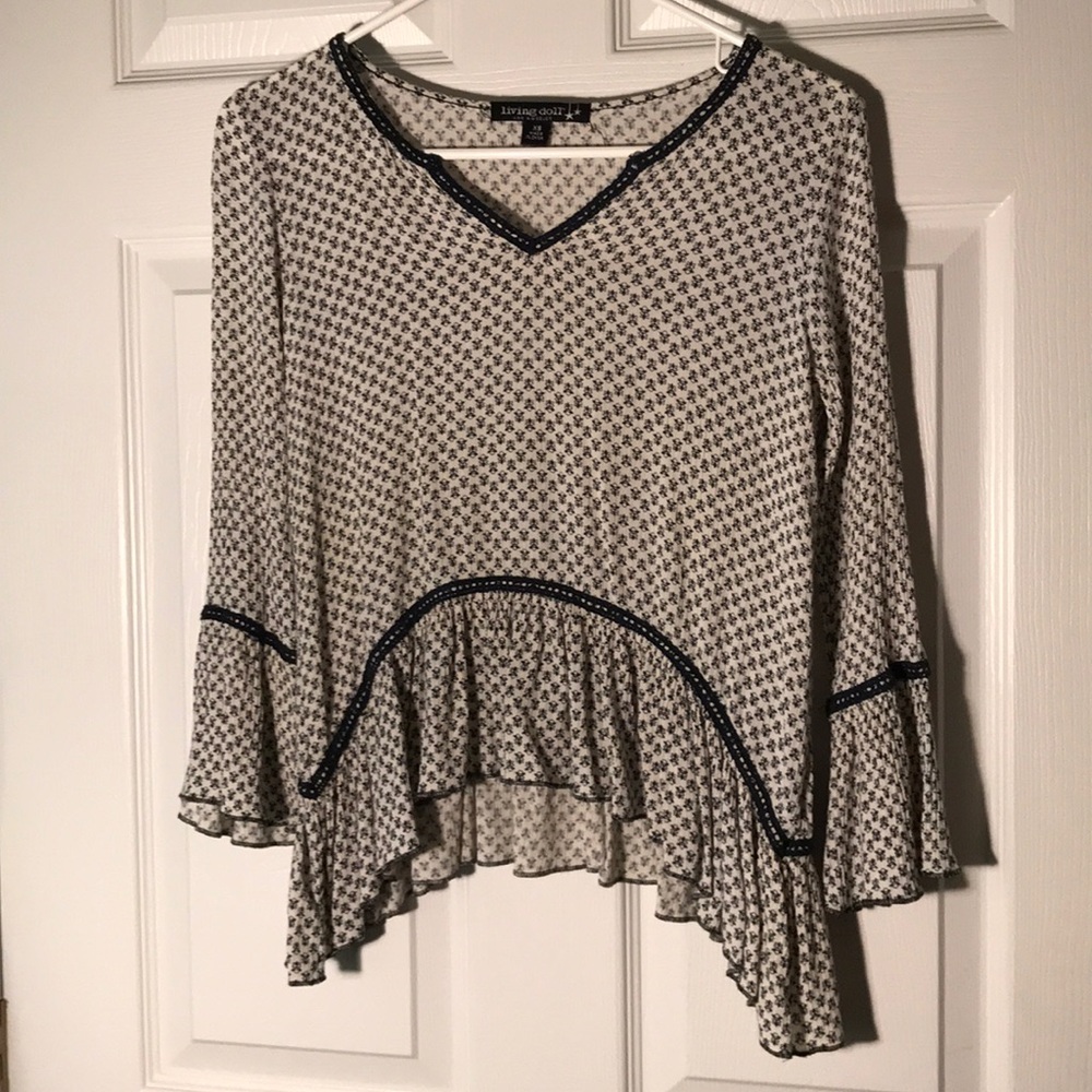 Blue and white blouse