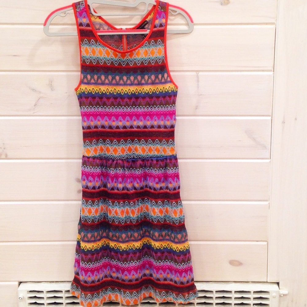 Colorful Embroidered Stripe A-Line Racerback Dress