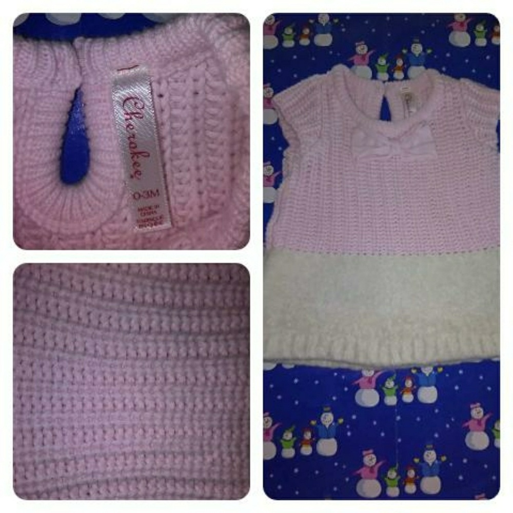 Pink & Cream Baby Sweater Dress