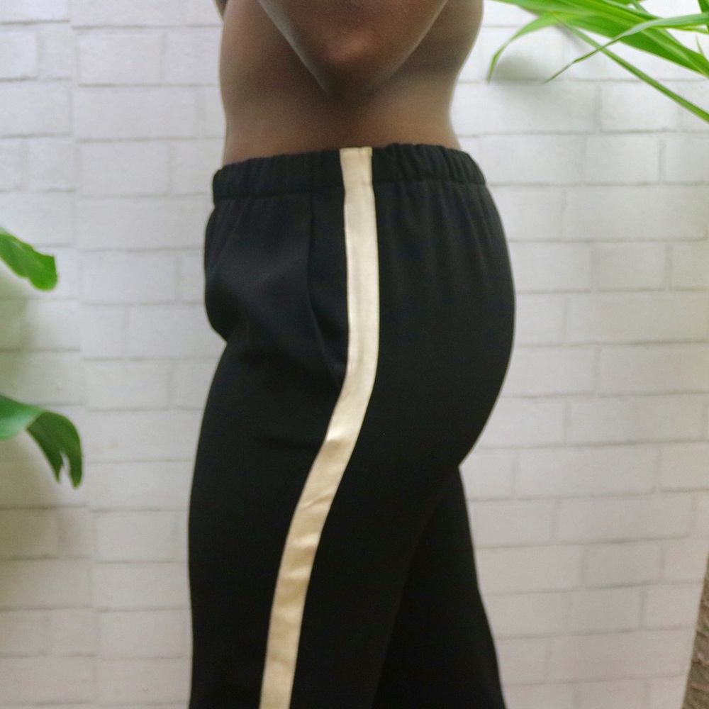 Zara Black Trousers with White Stripe