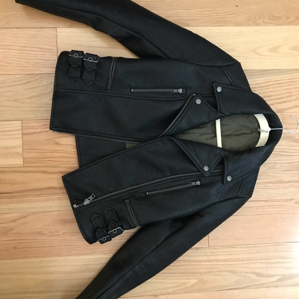 Free People Vegan leather motto jacket