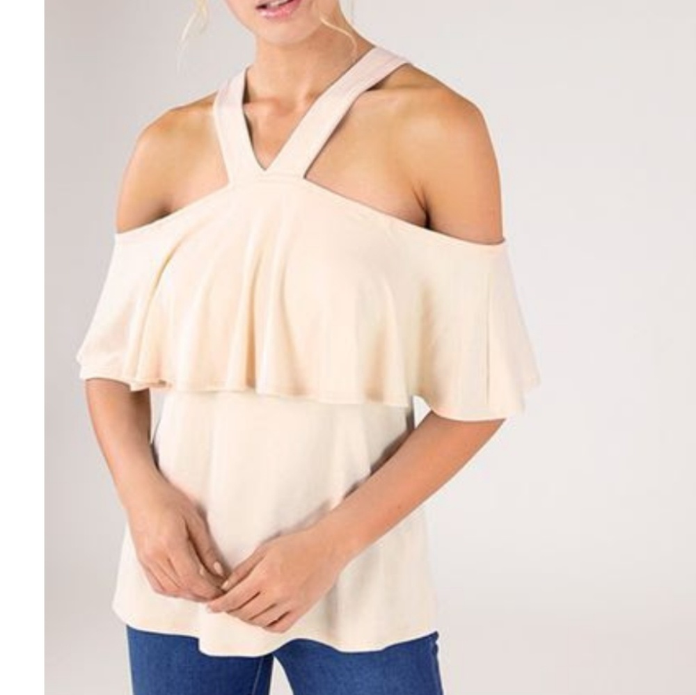 Cream off shoulder blouse