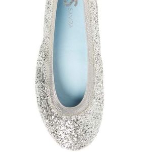 Yosi Samra Hitched collection silver glitter flats