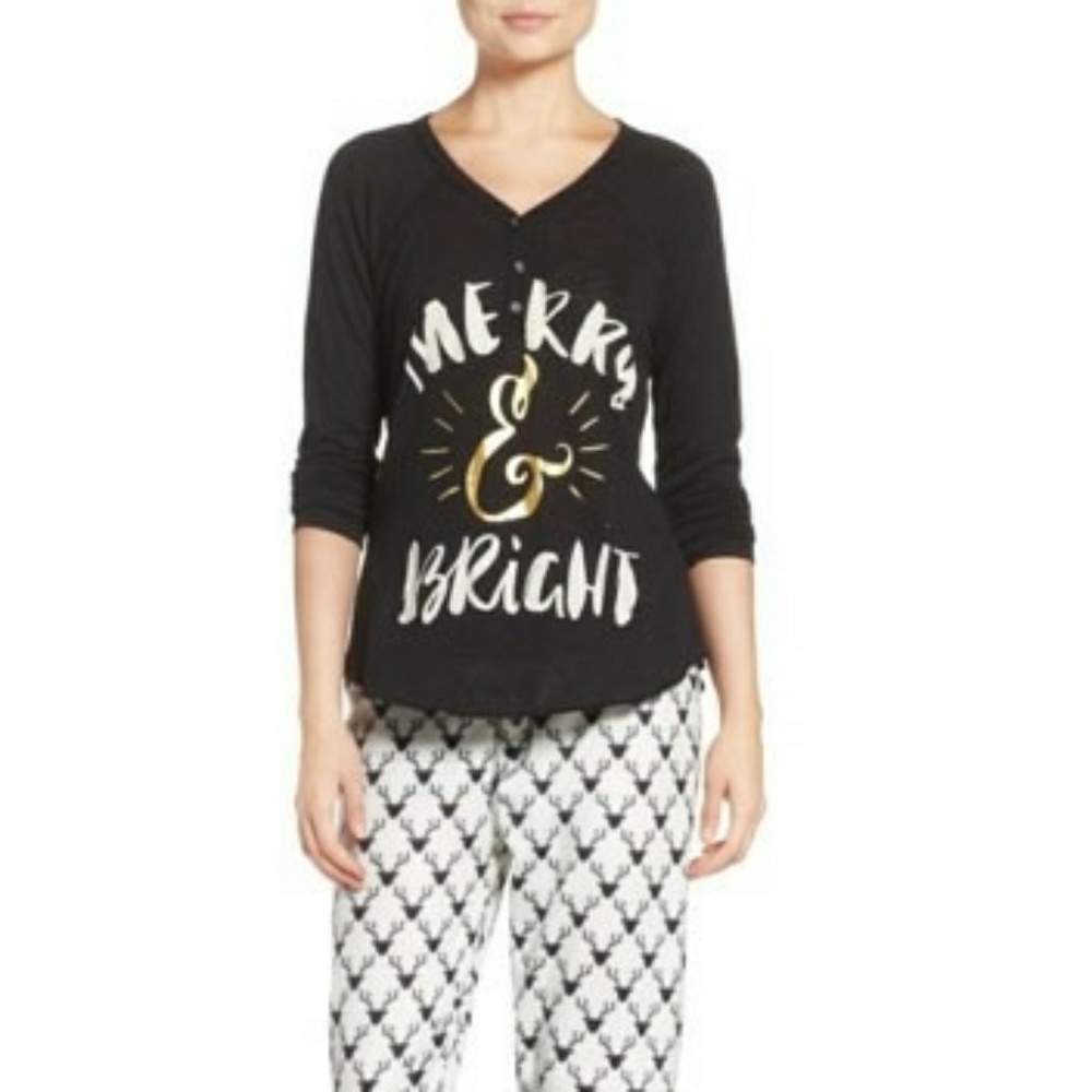 PJ Salvage Holiday Edition "Merry & Bright" Henley - Picture 8 of 8