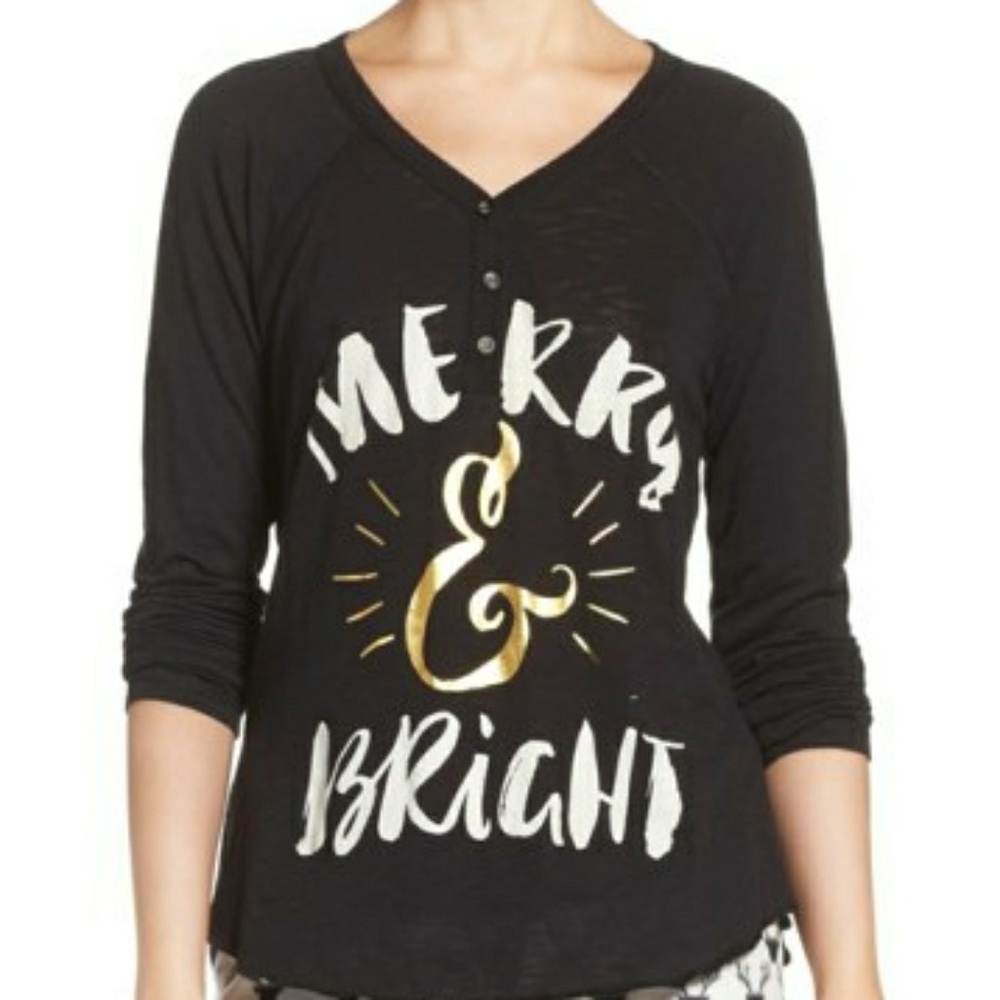 PJ Salvage Holiday Edition "Merry & Bright" Henley - Picture 2 of 8