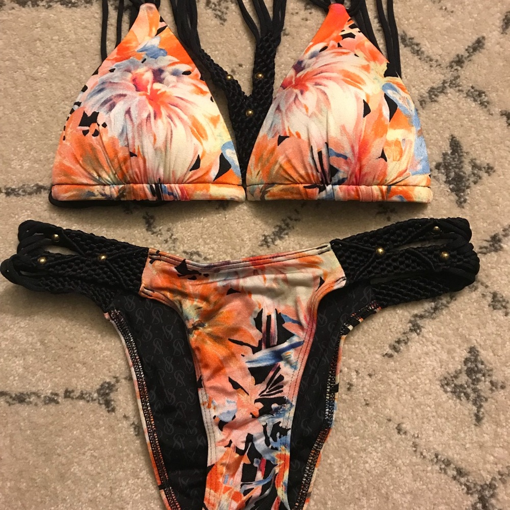 Victoria’s Secret Floral Bikini w/ Crochet Sides