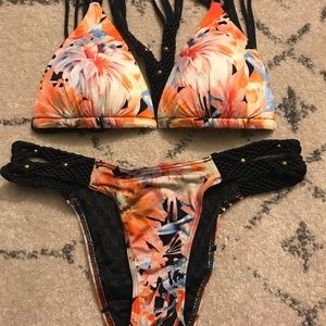 Victoria’s Secret Floral Bikini w/ Crochet Sides