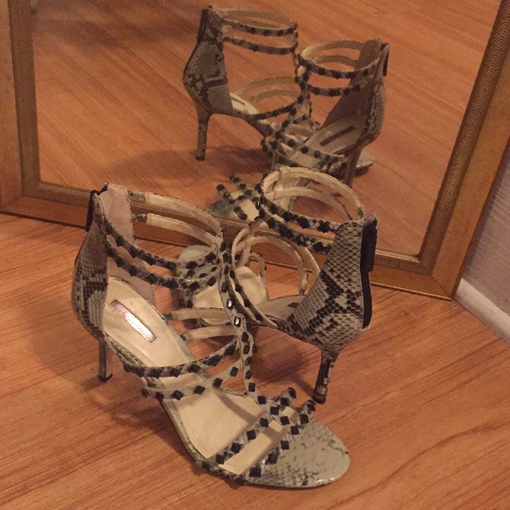 Studded Snake Print Heels