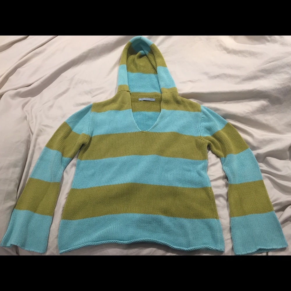 Lily McNeal Blue and green striped sweater