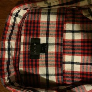J Crew Red Button Down Flannel Dress Shirt