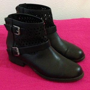 Moto Style Perforated Ankle Boots