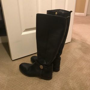 Tory Burch Black Leather Riding Boots