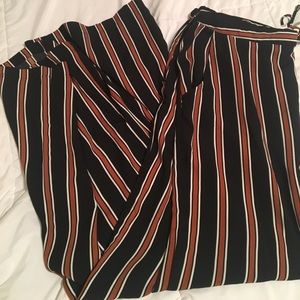 Wide leg striped, high waisted pants, XL