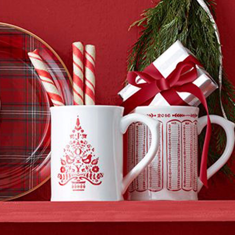 Williams Sonoma JOY Christmas Tree Mug Coffee Cup