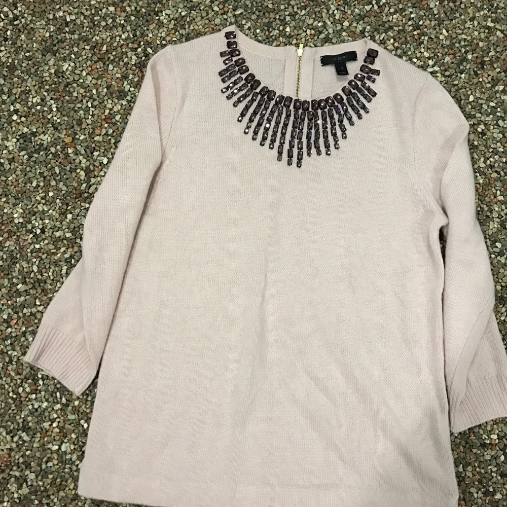 J crew sweater with jewel in front