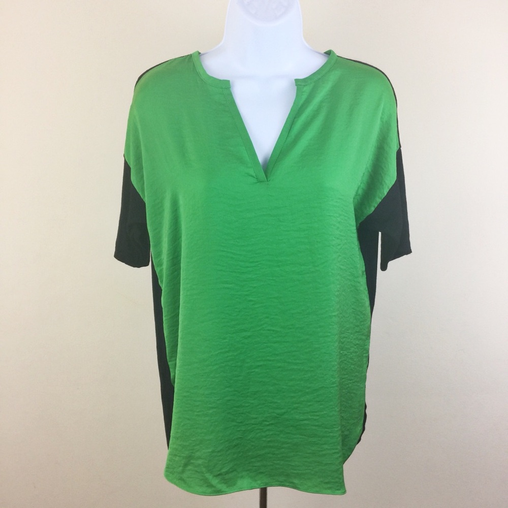 Milano Luckycharm Green Black Short Sleeve Top NWT